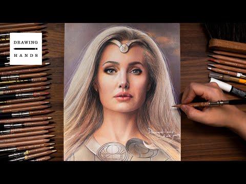 Drawing Eternals - Thena(<strong>Angelina</strong> <strong>Jolie</strong>) [Drawing Hands]