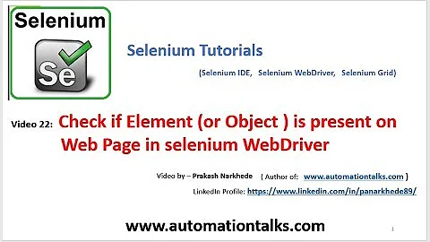 Selenium Video 22 - Check if Element or Object  is present on WebPage in selenium WebDriver