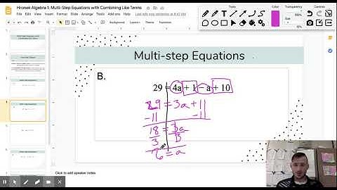 Hronek Algebra 1: Mutli-Step Equations with Combining Like Terms - Google Slides