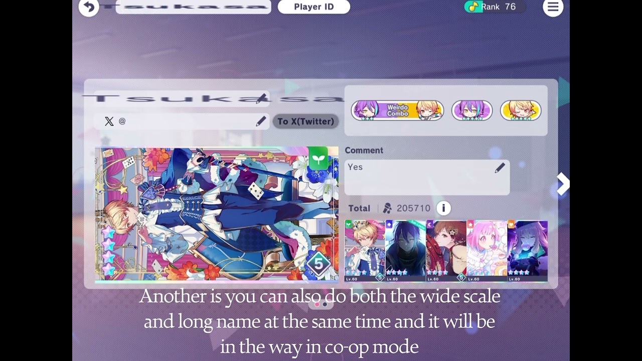 How to make your name long or wide in Project Sekai