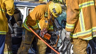 LAFD Task Force 66 Extricates Patient After Traffic Accident