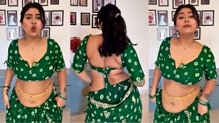 Low Hip Saree D Style With Green Silk Cotton Saree With Matching Front Hook Blouse
