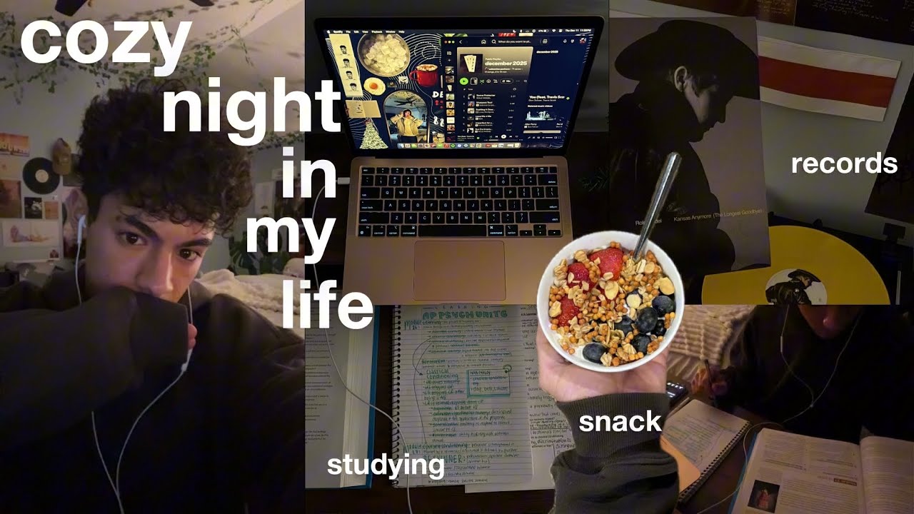 a cozy night in my life | studying, healthy snack, + self care | vlogmas day 11