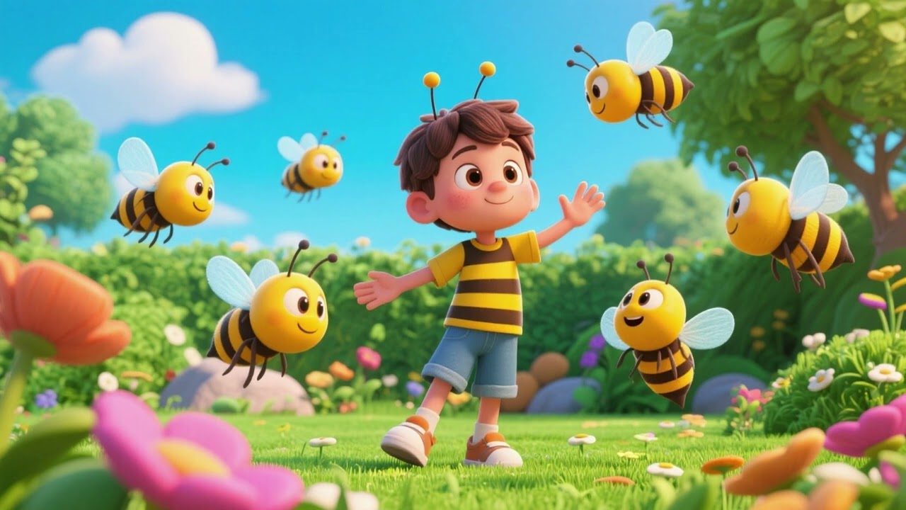 Пять маленьких пчёлок жужжат в саду | Веселая песенка для детей: счёт и пение