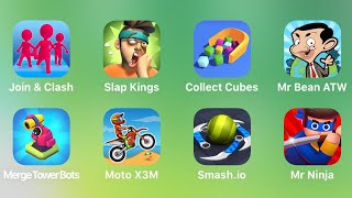 Join Clash 3D, Slap Kings, Collect Cubes, Mr Bean, Merge Tower Bots, Moto X3M, Smash.io, Mr Ninja screenshot 2