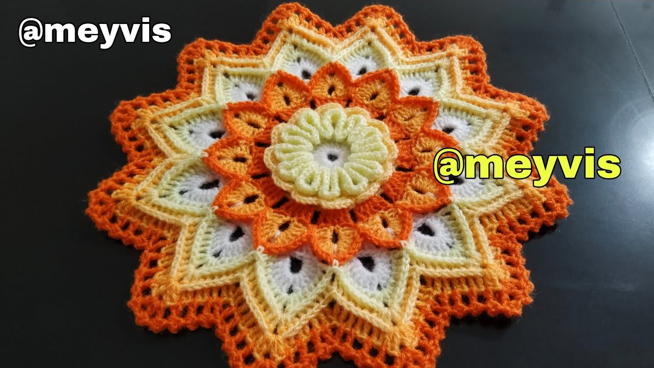 tapete a crochet paso a paso (Modelo N° 24)| centro para tapete| flor a crochet #crochet #tejido