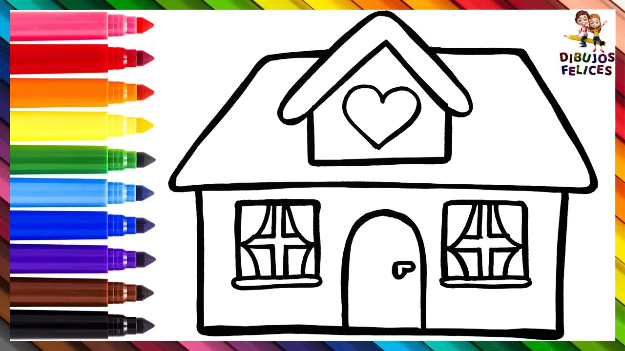Dibuja y Colorea Una Casa Arcoiris 🏠❤️🌈 Dibujos Para Niños