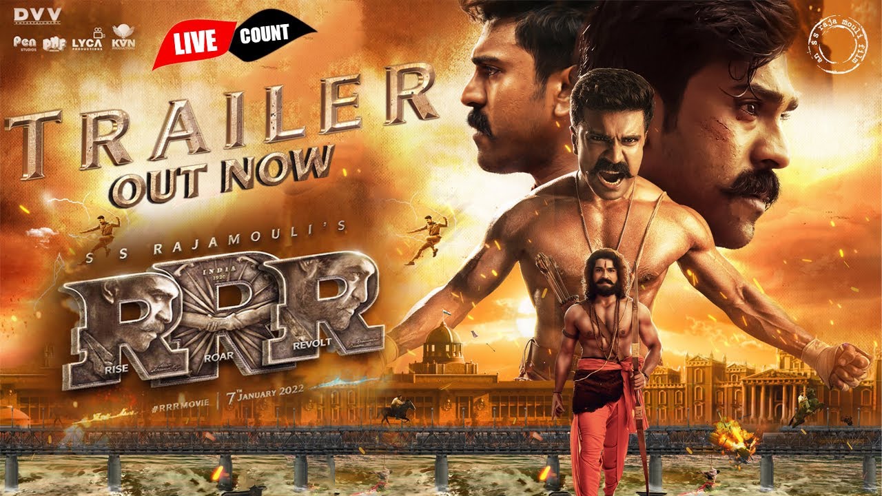 RRR Official Trailer (Hindi) India’s Biggest Action Drama Live Count | NTR | AjayD | SS Rajamouli