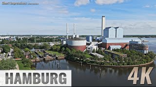 Hamburg, Germany: Billbrook - Kraftwerk Tiefstack, Schleuse, Billwerder Bucht - 4K UHD - 0225