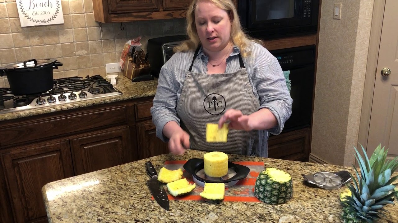 How to Cut a Pineapple using Pampered Chef's Pineapple Wedger & Apple
