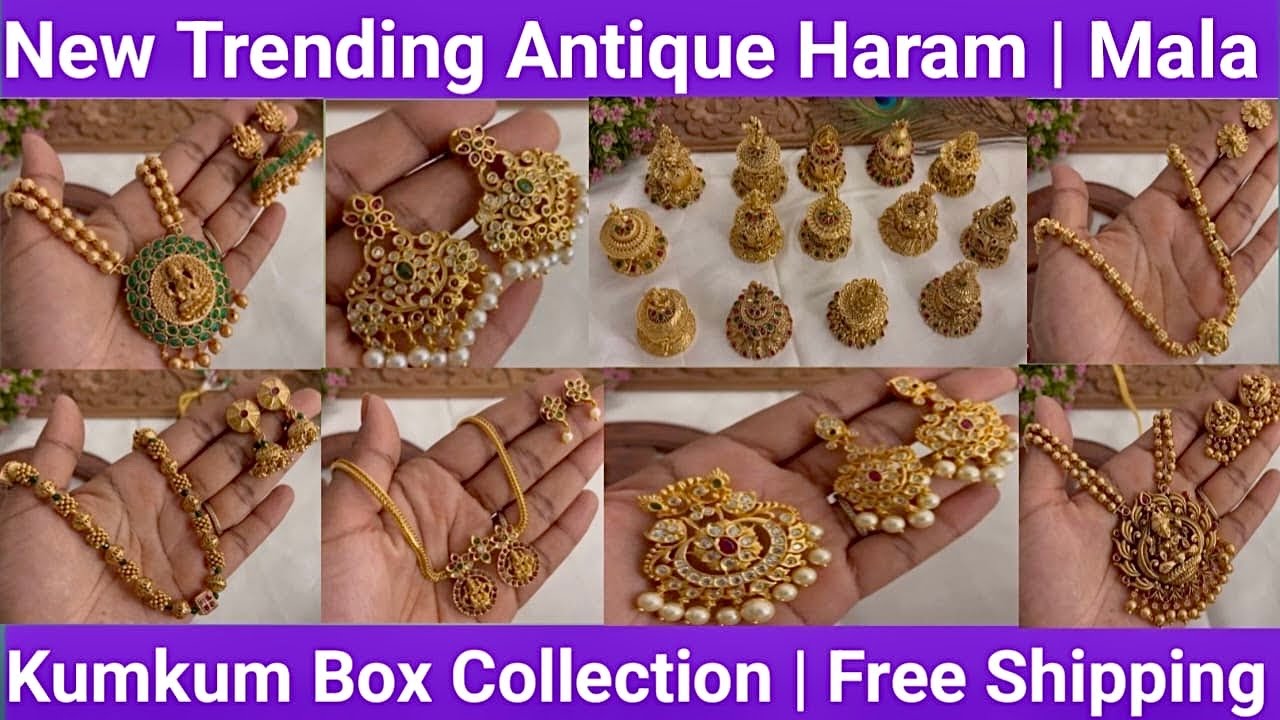 New trending Antique haram | Mala | Kumkum box Collection #wholesale #trending #tlobjewels 
