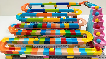 Satisfying ASMR Marble Run Coaster | Building Blocks | Lego Duplo | Long HABA Wave Slope | Elevator