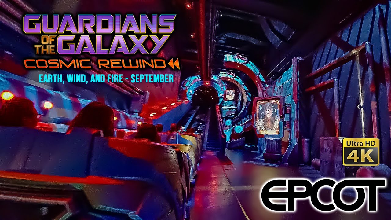 Guardians of the Galaxy Cosmic Rewind Earth, Wind Fire September Low Light 4K POV EPCOT 2024 03 02