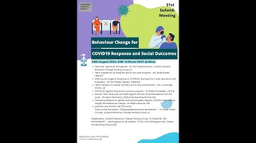 Behaviour Change for COVID19 Response and Social Outcomes (WG 13)