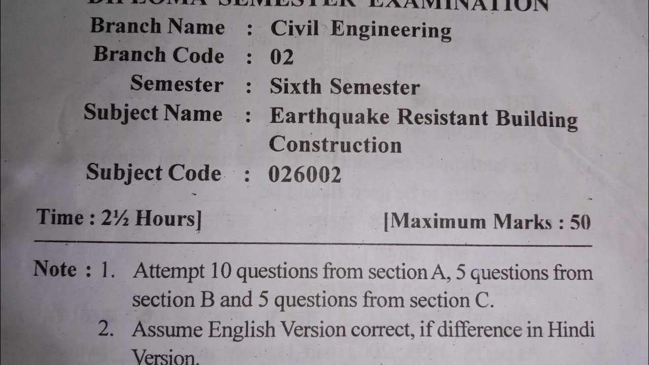 Diploma 6th sem Civil E.R.B.C ( Earthquake Resistant Building ...