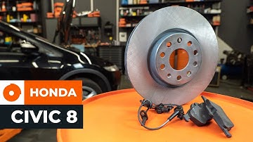 How to change front brake disc and pads set on HONDA CIVIC 8 [TUTORIAL AUTODOC]