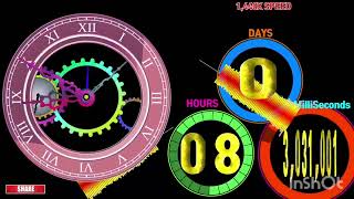 7 days timer countdown. Fixed speed feeling. Roman clock. (Speed: 288x min to 14400x max)