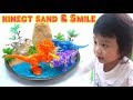 Bé soni và ba xây đảo khủng long bằng smile và cát động lực kinect sand