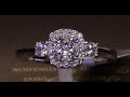 #84693 | T0.50ct | Round Brilliant Cushion Shape Cluster Halo with Side Diamonds, set in Platinum