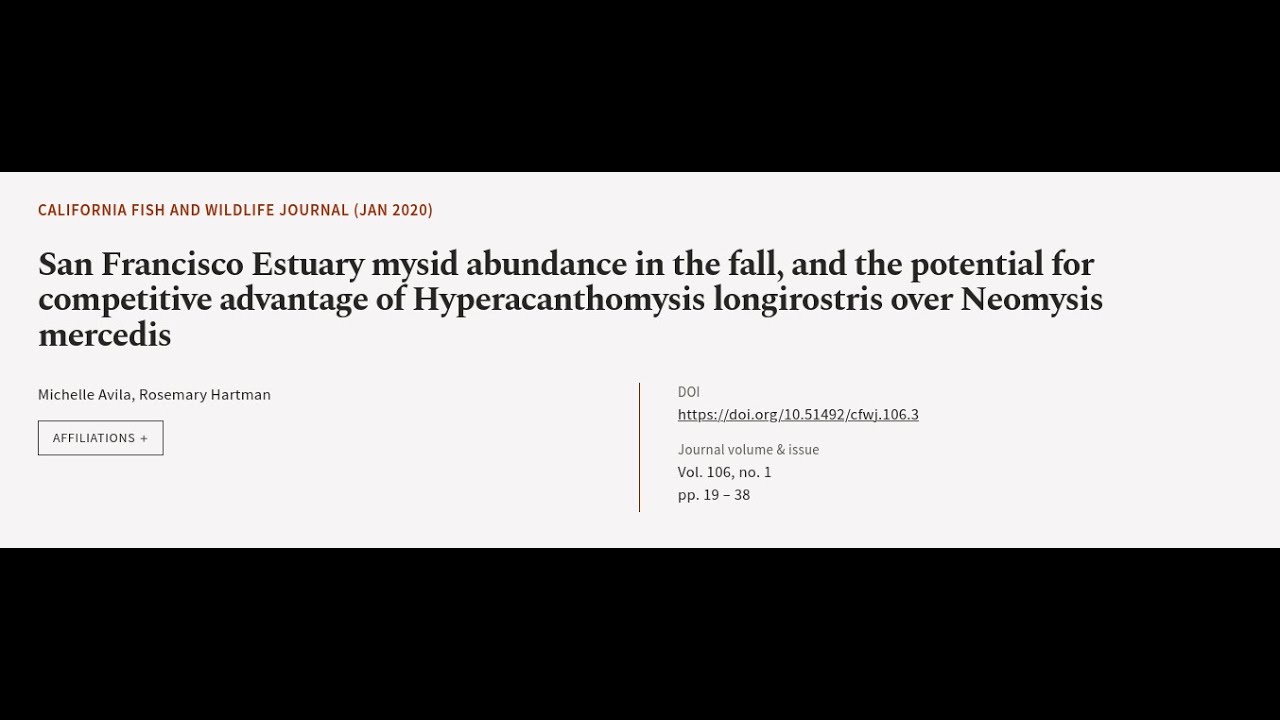 San Francisco Estuary mysid abundance in the fall, and the potential for competitive ... | RTCL.TV