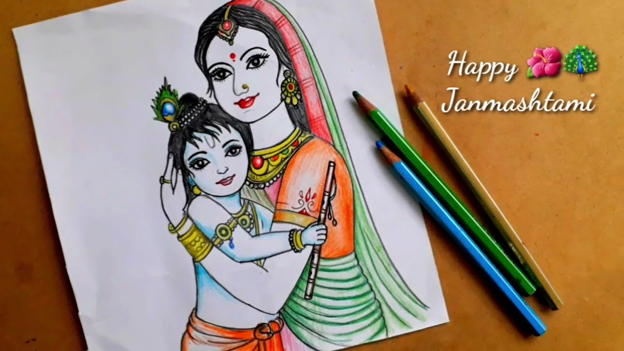 How to draw krishna and Yashoda,Janmashtami krishna Pencil sketch ...