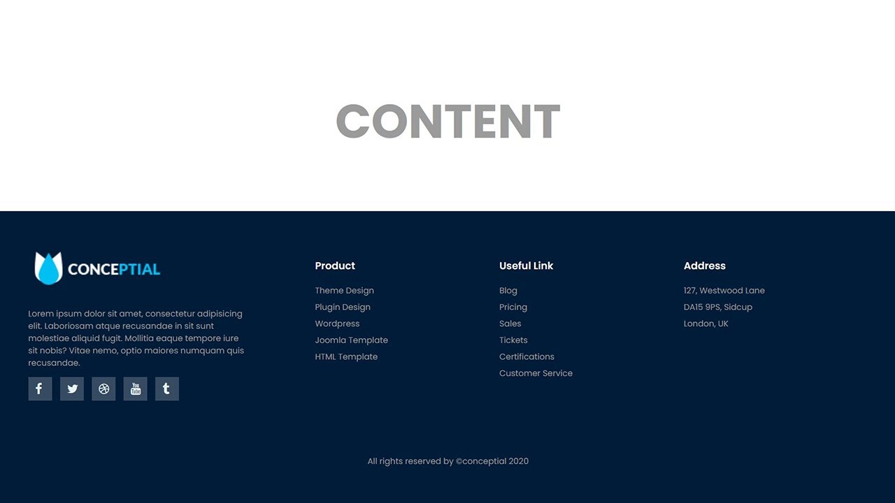 CSS Footer Design | Responsive footer design html css