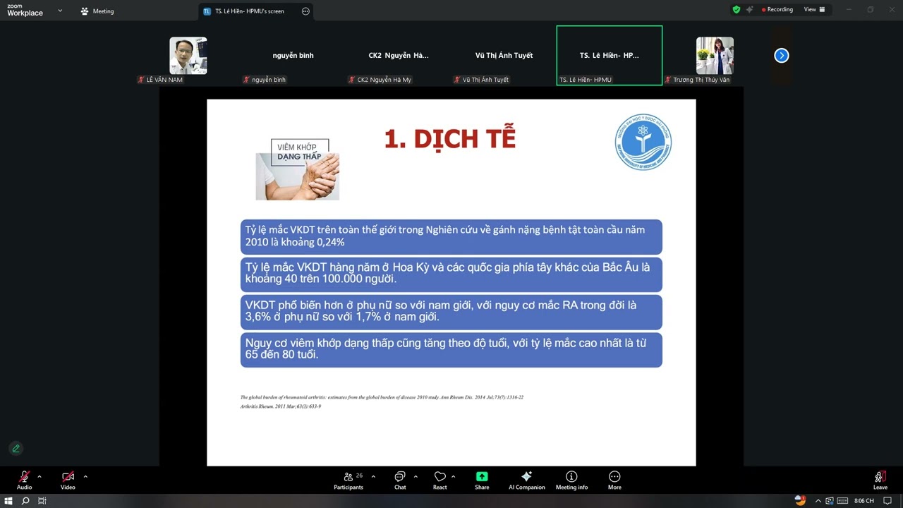 BÀI 8 - CHẨN ĐOÁN & ĐIỀU TRỊ VIÊM KHỚP DẠNG THẤP