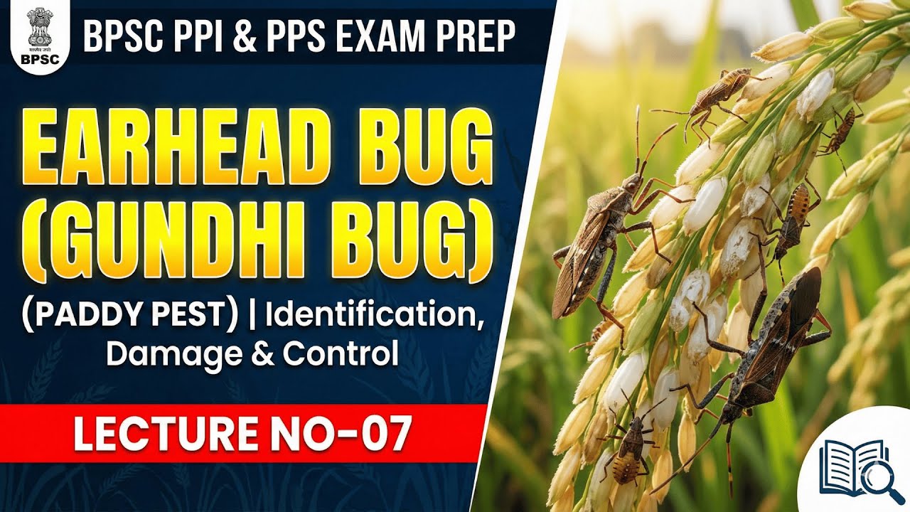 BPSC PPI & PPS Exam Prep | Earhead Bug (Gundhi Bug) of Paddy | Identification, Damage & Control