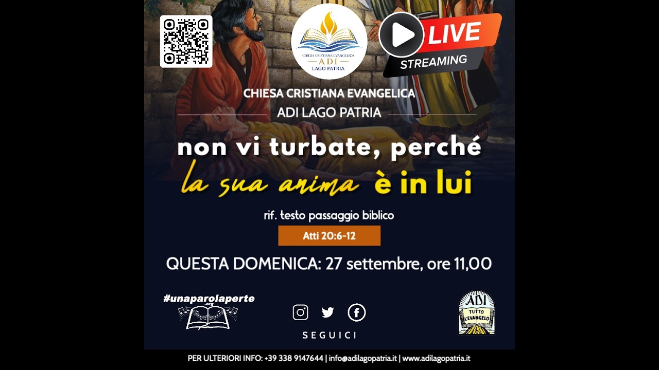 Samuele Dinaro - non vi turbate, perché la sua anima è in lui “Atti 20:6-12” | 27.09.2026