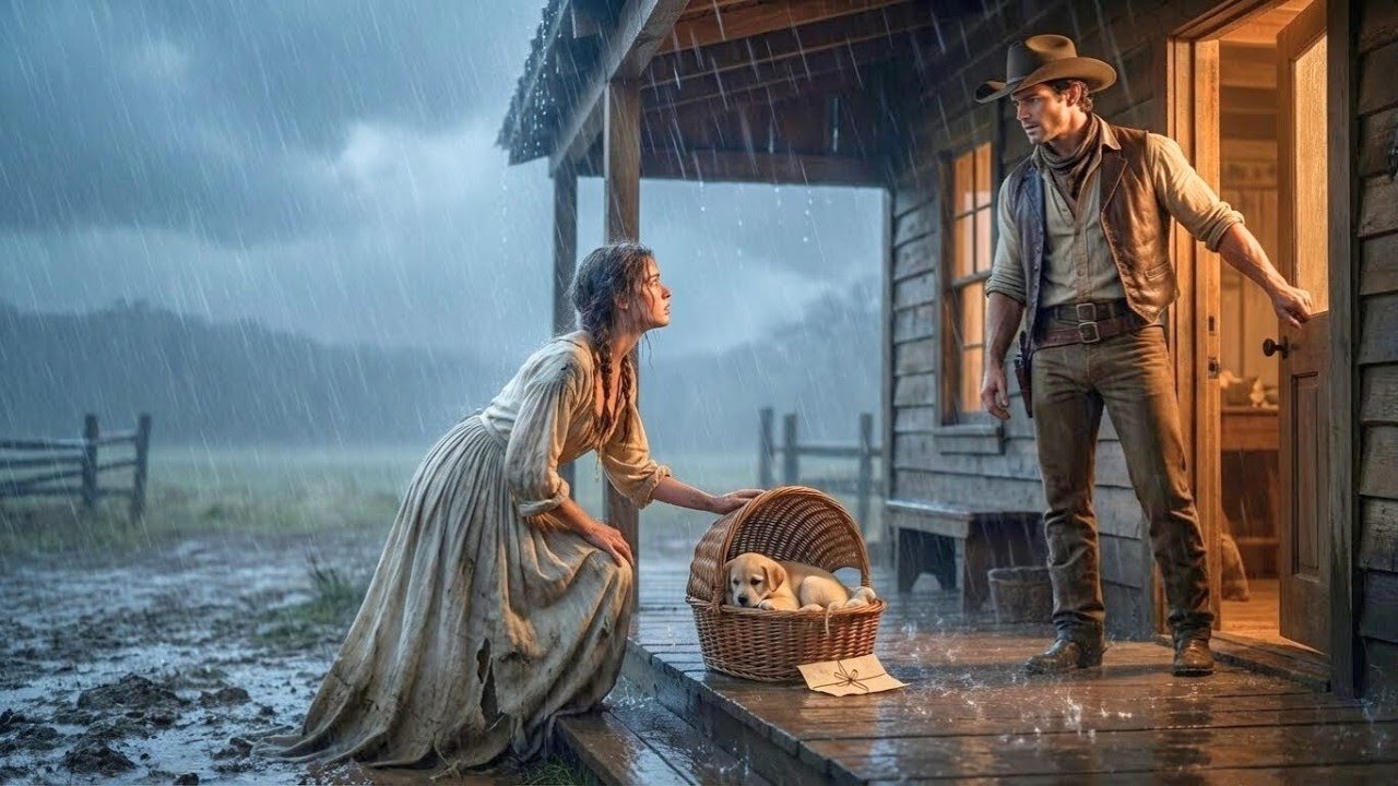 Ella estaba dejando atrás a su cachorro… hasta que el vaquero susurró: «Tú también te quedas».