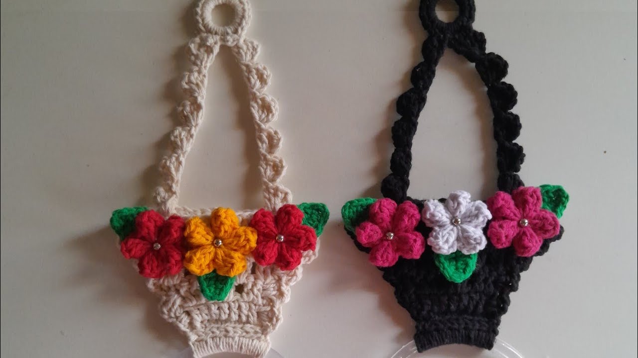 Cestinha porta pano de prato e isqueiro em crochê 