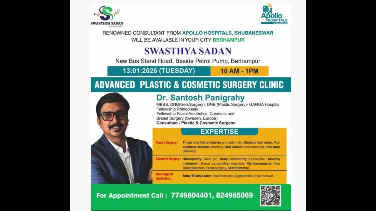 Renowned Consultant Dr. Santosh Panigrahi - Plastic Surgery visits  Berhampur!

Renowned Consultant