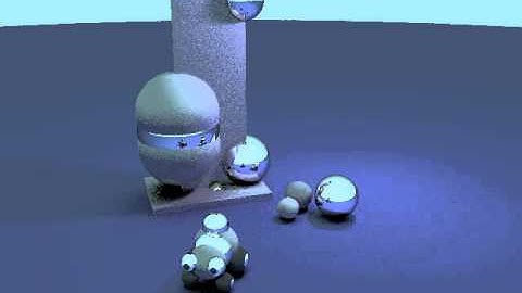 Real-time GPU path tracing: Futuristic Buildings rotation test on 8600M GT
