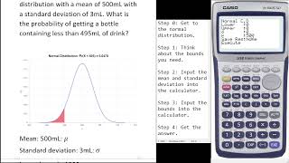 Using Casio fx-9860G to get Normal Distributions with a upper bound only