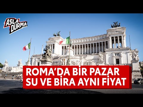 Roma'da pazar kalabalığı. 15km Roma gezisi. Su ve Bira aynı fiyat