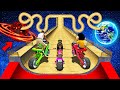 SHINCHAN AND FRANKLIN TRIED THE IMPOSSIBLE SNAKE MEGA RAMP EARTH SUN CHALLENGE BY CARS BIKES GTA 5 