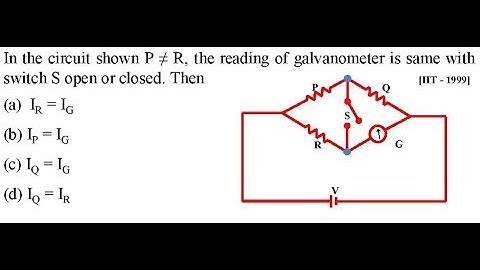 n the circuit shown P ≠ R, the reading of galvanometer is same with switch S open or closed.