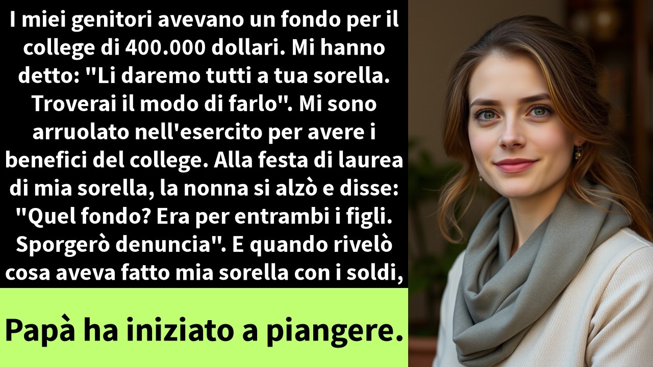 I miei genitori avevano un fondo per il college di 400.000 dollari. Mi hanno detto: