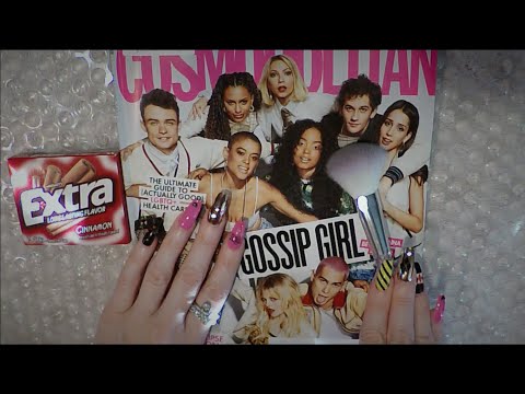 ASMR Gum Chewing Magazine Flip Through | GOSSIP GIRLS | Tingly Whisper
