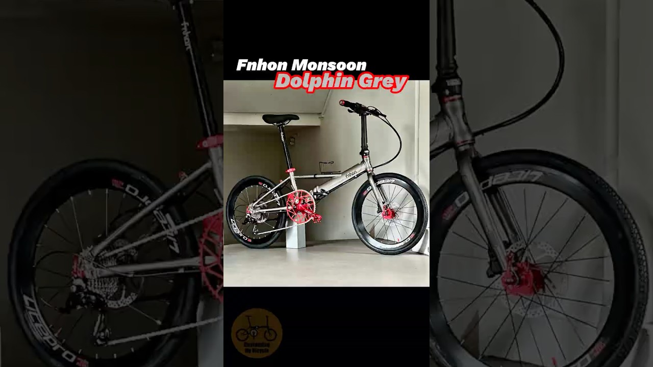 Fnhon Monsoon 22-inch Folding Bike in Dolphin Grey & Red – Hydraulic Disc Brakes 