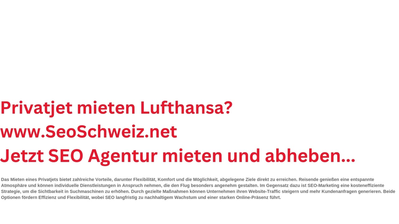 www.SeoSchweiz.net Noleggiare un jet privato da Lufthansa?