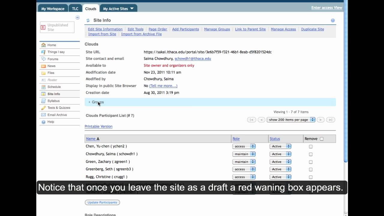 Managing Access In Sakai YouTube