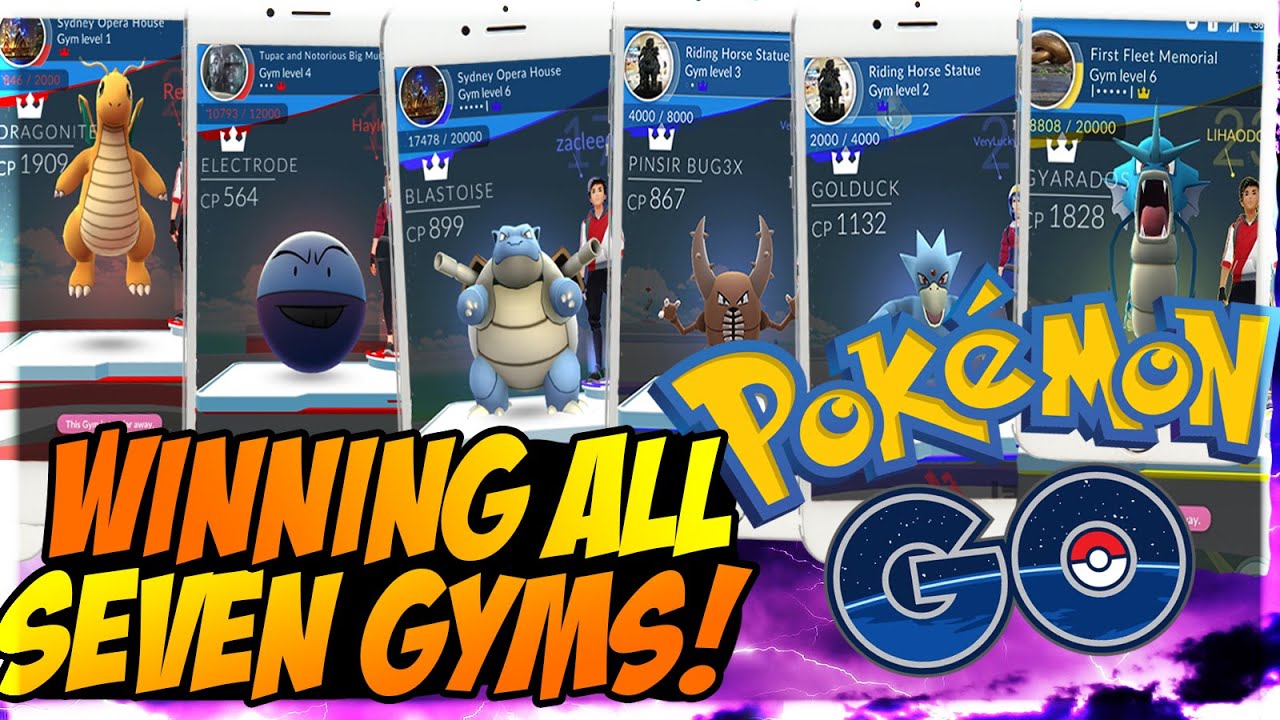 Pokemon GO "WINNING 7 GYMS IN 1 NIGHT!" How To Hold Gyms In POKEMON GO