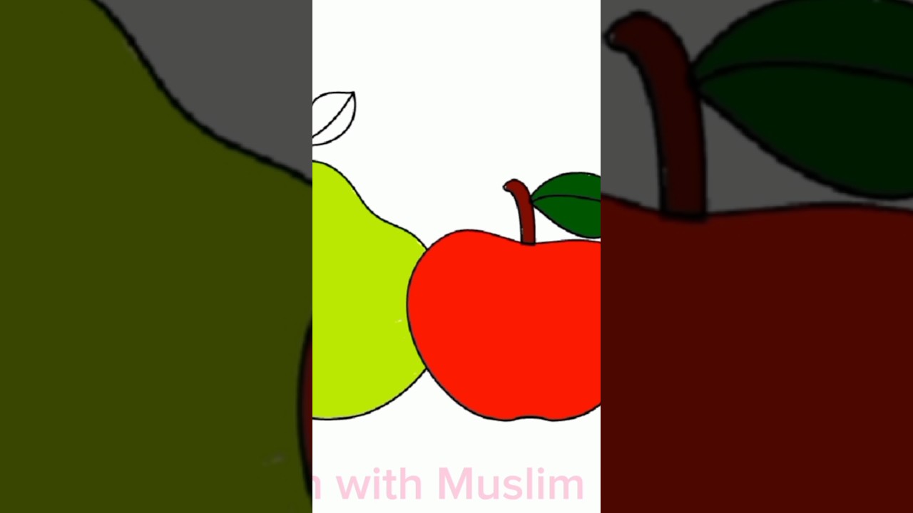 easy step by step drawing painting and colouring apple and pear 🍐 for kids 