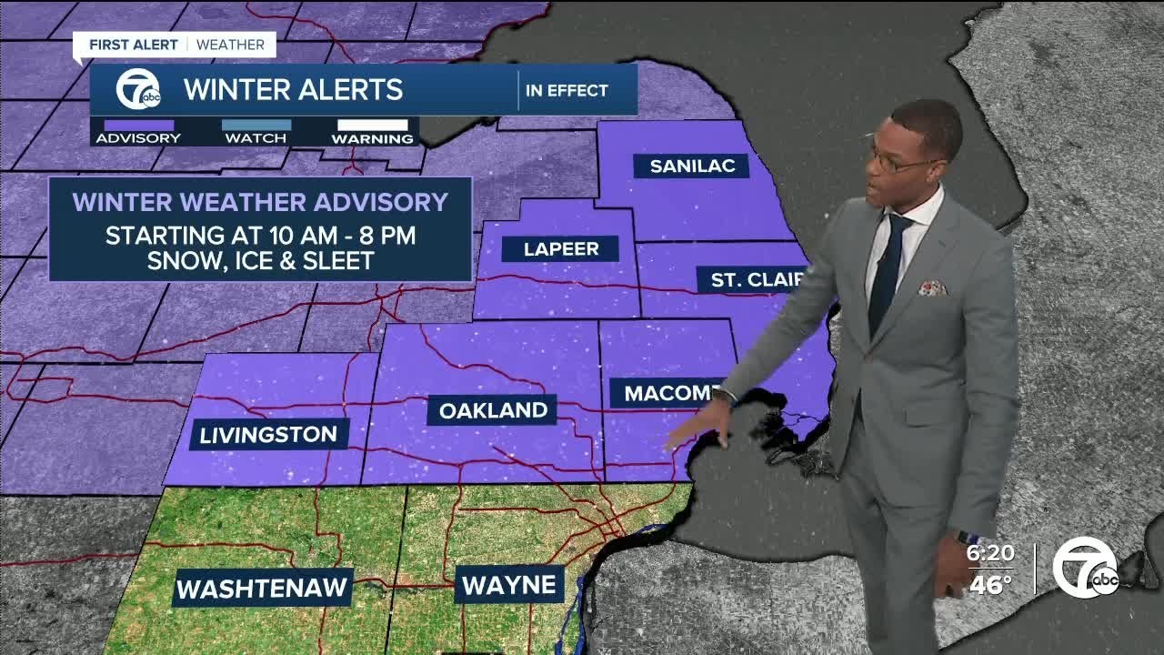Winter weather advisory issued for parts of SE Michigan Monday - YouTube