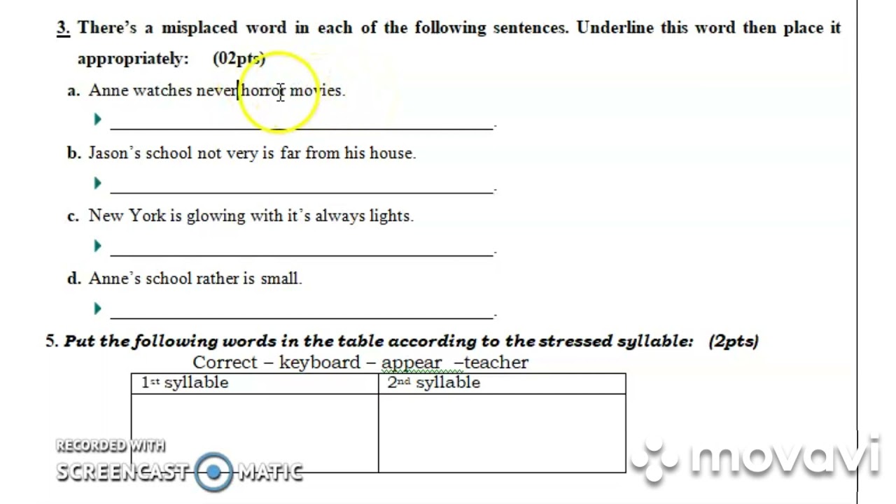 مراجعة شاملة لدروس القواعد للغة الانجليزية لاختبار الثلاثي الأول للسنوات الأولى ثانوي آداب وعلوم
