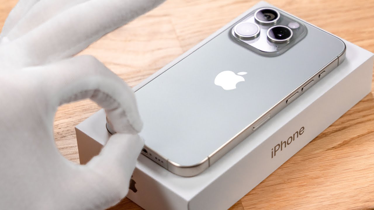 Apple iPhone 15 Pro Natural Titanium Unboxing 128 GB + Comparison to 15 Pro  Max Aesthetic ASMR 