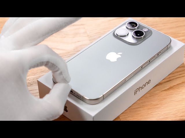 Apple iPhone 15 Pro Natural Titanium Unboxing 128 GB + Comparison to 15 Pro Max Aesthetic ASMR