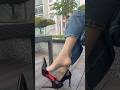 [4K] Toe Dangling & Shoeplay 👠✨ Silky Pantyhose Beneath Jeans