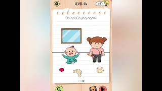 Brain Test 5 Level 34 Gameplay – Full Walkthrough & Answers |Stop the crying 